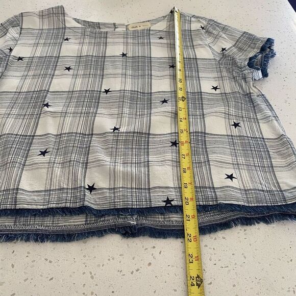 💥BOGO💥 Cloth & Stone Blue and White Plaid Star Top - Picture 7 of 8